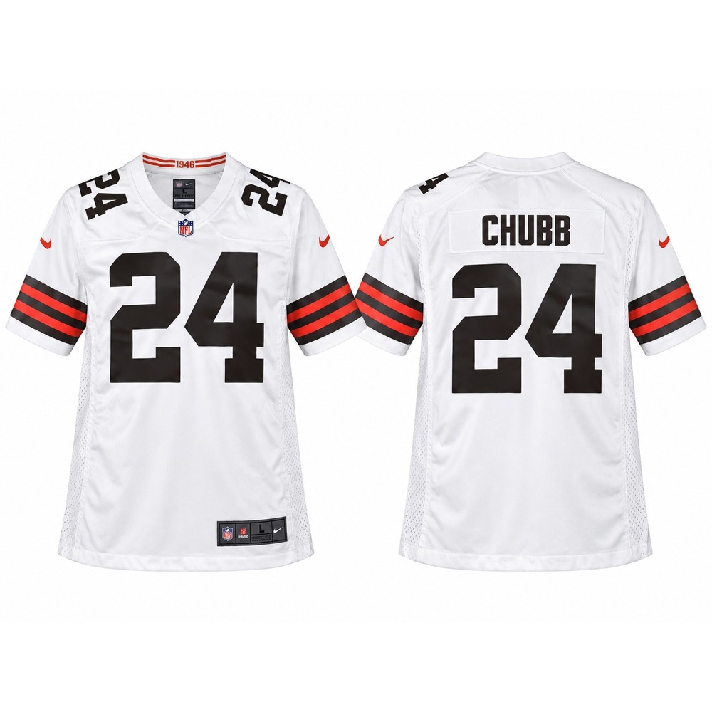 Nike NFL Cleveland Browns Nick Chubb 24 Jersey Mens Large White Football Jersey